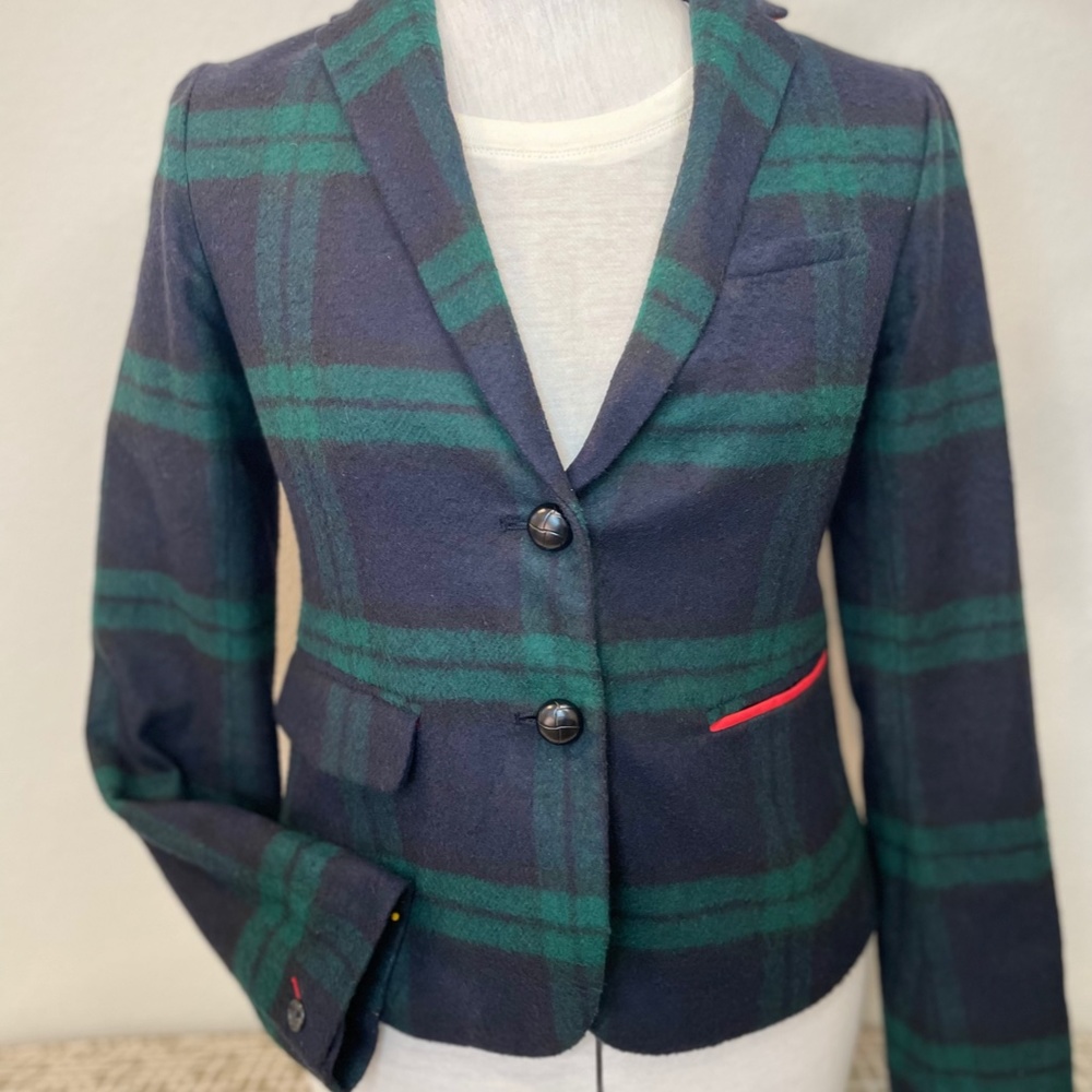 Gap Plaid Academy Wool-blend Blazer Sz 2- Preowned